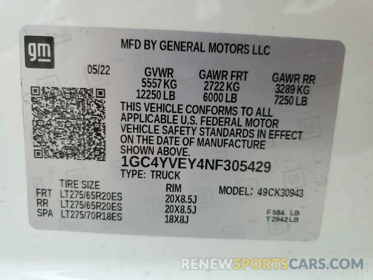 12 Фотография поврежденного автомобиля 1GC4YVEY4NF305429 CHEVROLET ALL Models 2022