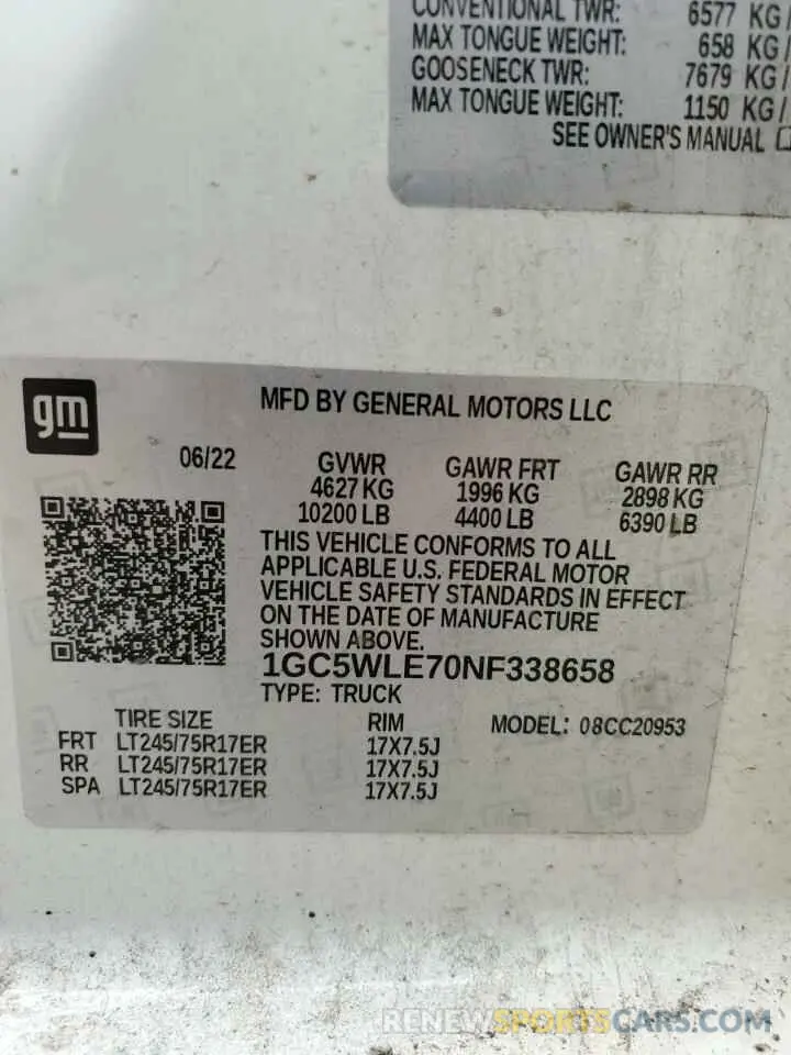 12 Фотография поврежденного автомобиля 1GC5WLE70NF338658 CHEVROLET ALL Models 2022