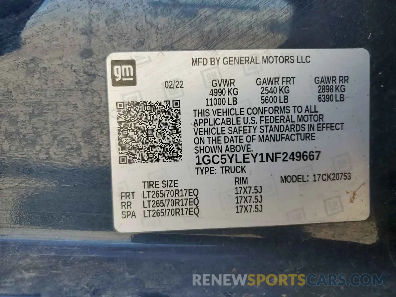 12 Photograph of a damaged car 1GC5YLEY1NF249667 CHEVROLET ALL Models 2022