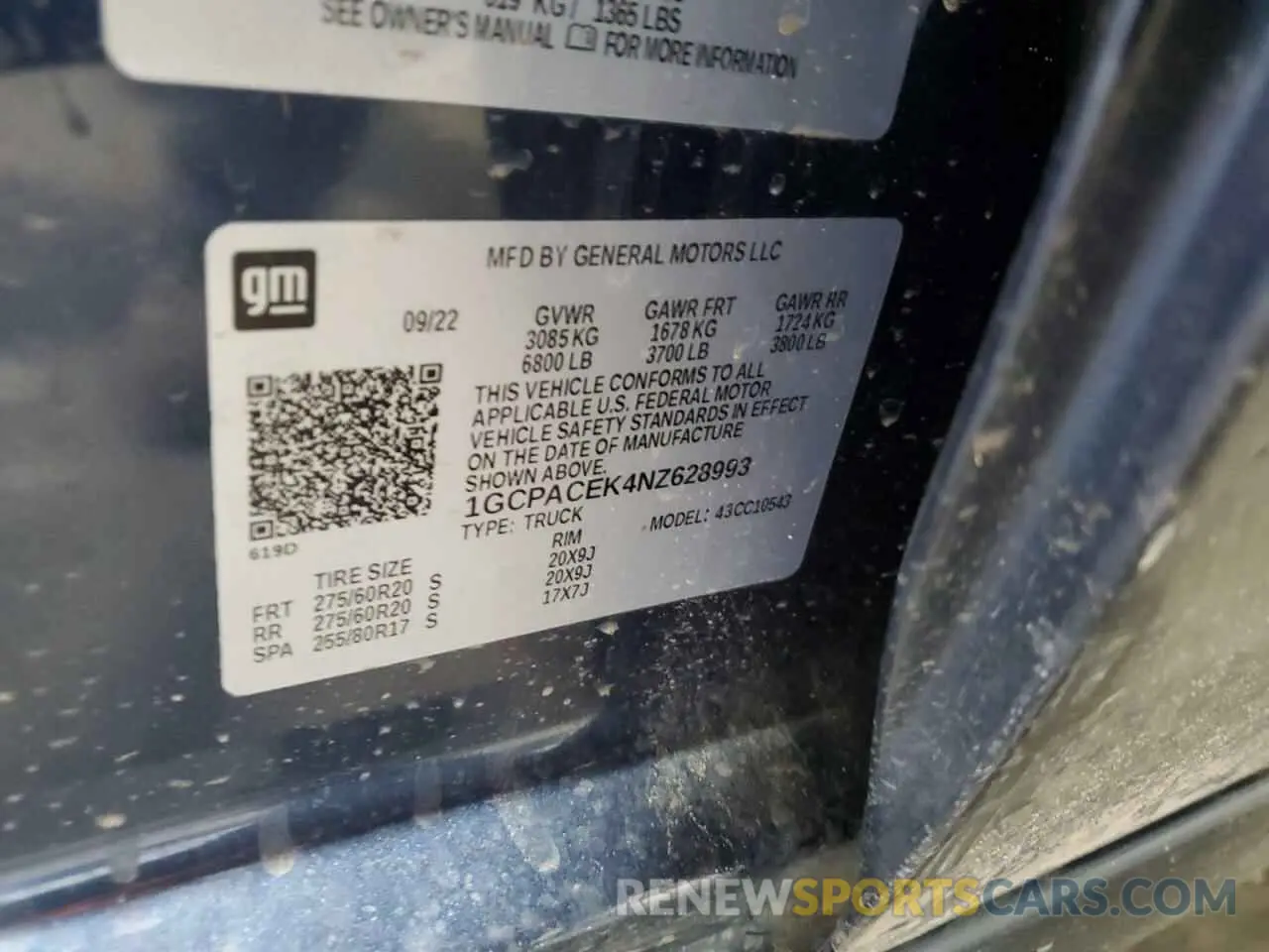12 Photograph of a damaged car 1GCPACEK4NZ628993 CHEVROLET ALL Models 2022