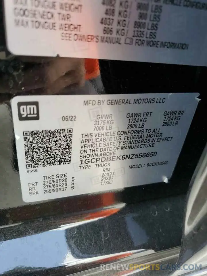 12 Photograph of a damaged car 1GCPDBEK6NZ556650 CHEVROLET ALL Models 2022
