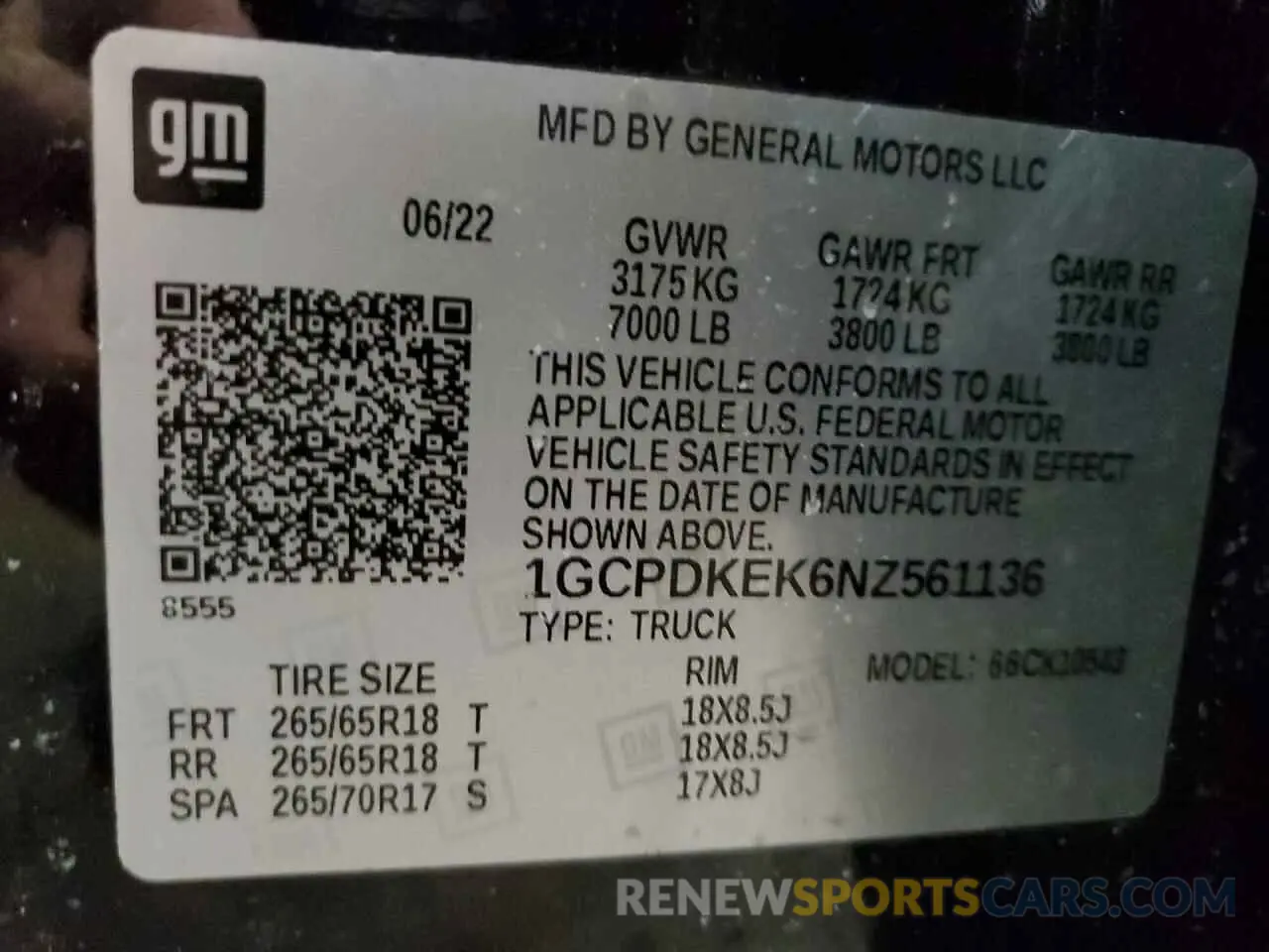 12 Photograph of a damaged car 1GCPDKEK6NZ561136 CHEVROLET ALL Models 2022