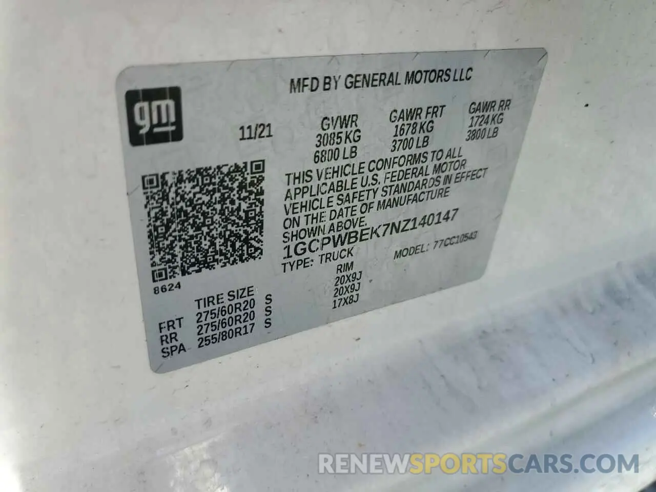 12 Photograph of a damaged car 1GCPWBEK7NZ140147 CHEVROLET ALL Models 2022