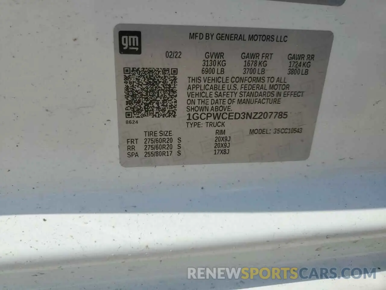 12 Photograph of a damaged car 1GCPWCED3NZ207785 CHEVROLET ALL Models 2022