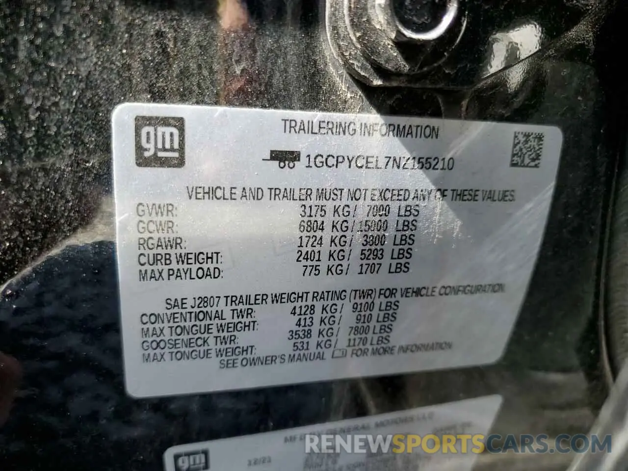 12 Фотография поврежденного автомобиля 1GCPYCEL7NZ155210 CHEVROLET ALL Models 2022