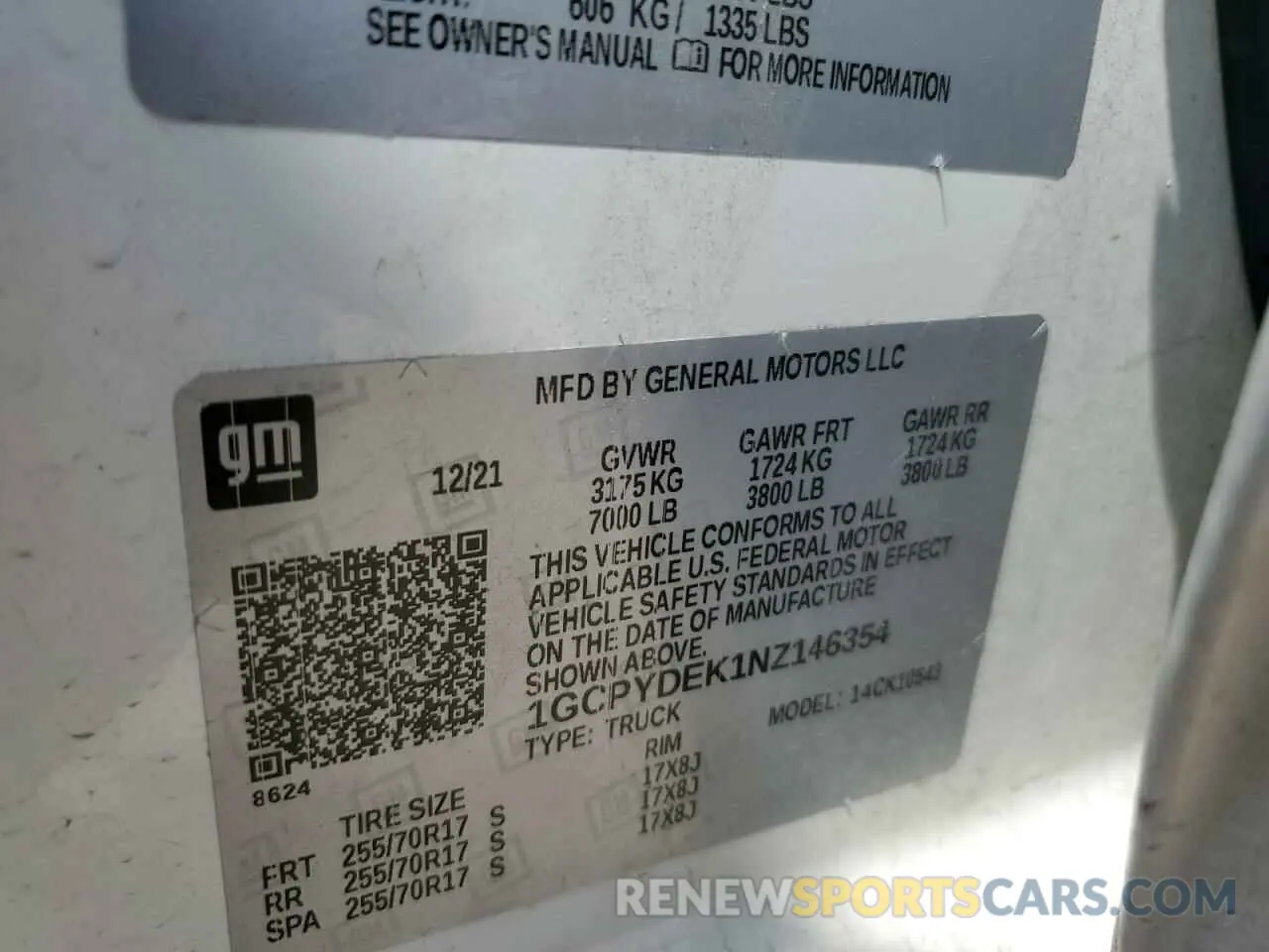 12 Photograph of a damaged car 1GCPYDEK1NZ146354 CHEVROLET ALL Models 2022