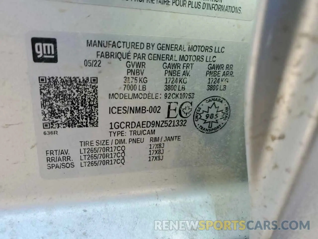 13 Фотография поврежденного автомобиля 1GCRDAED9NZ521332 CHEVROLET ALL Models 2022