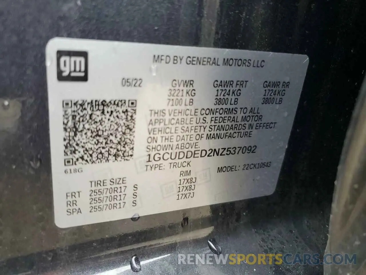 12 Фотография поврежденного автомобиля 1GCUDDED2NZ537092 CHEVROLET ALL Models 2022