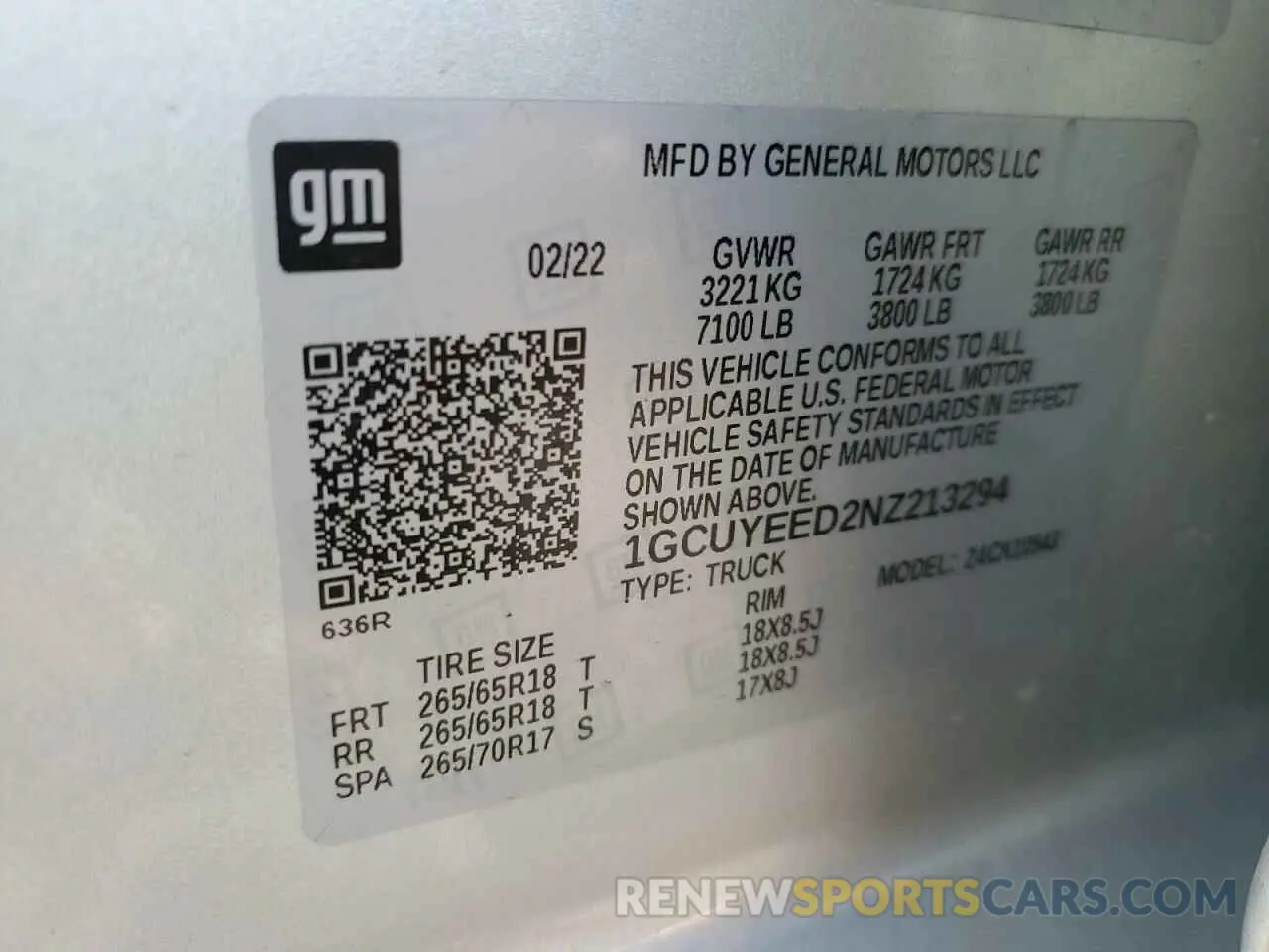 12 Photograph of a damaged car 1GCUYEED2NZ213294 CHEVROLET ALL Models 2022