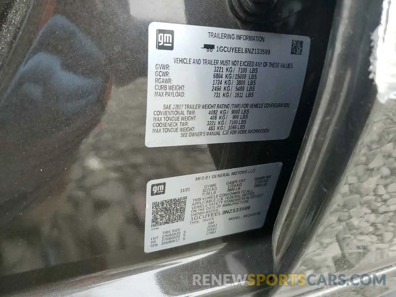 12 Photograph of a damaged car 1GCUYEEL8NZ133599 CHEVROLET ALL Models 2022