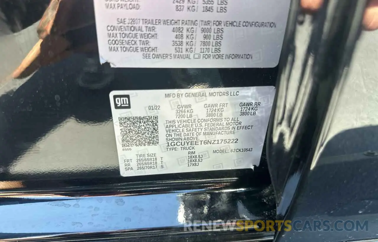 10 Фотография поврежденного автомобиля 1GCUYEET6NZ175222 CHEVROLET ALL Models 2022