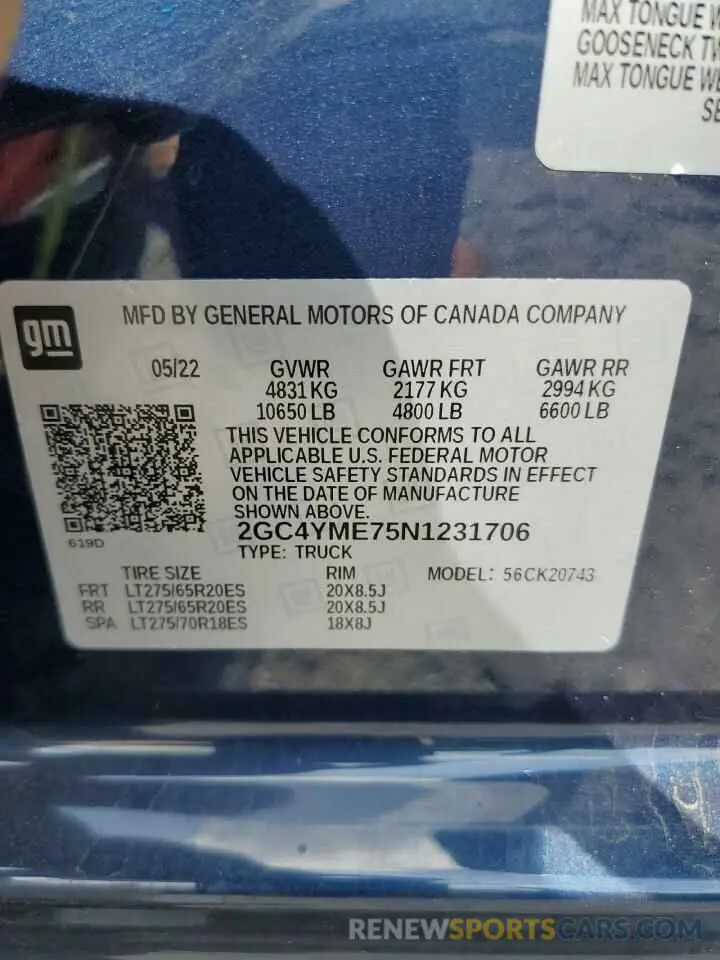 13 Photograph of a damaged car 2GC4YME75N1231706 CHEVROLET ALL Models 2022