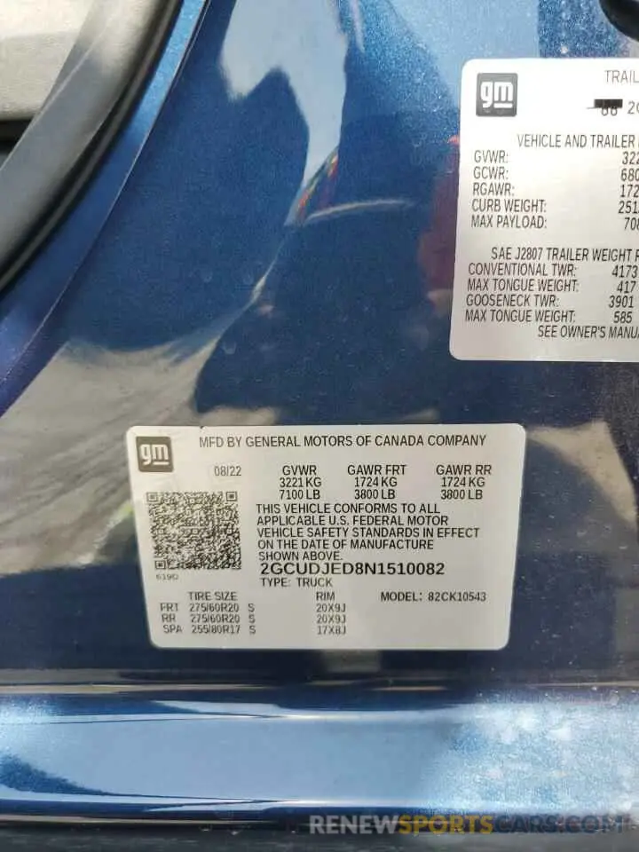 12 Photograph of a damaged car 2GCUDJED8N1510082 CHEVROLET ALL Models 2022