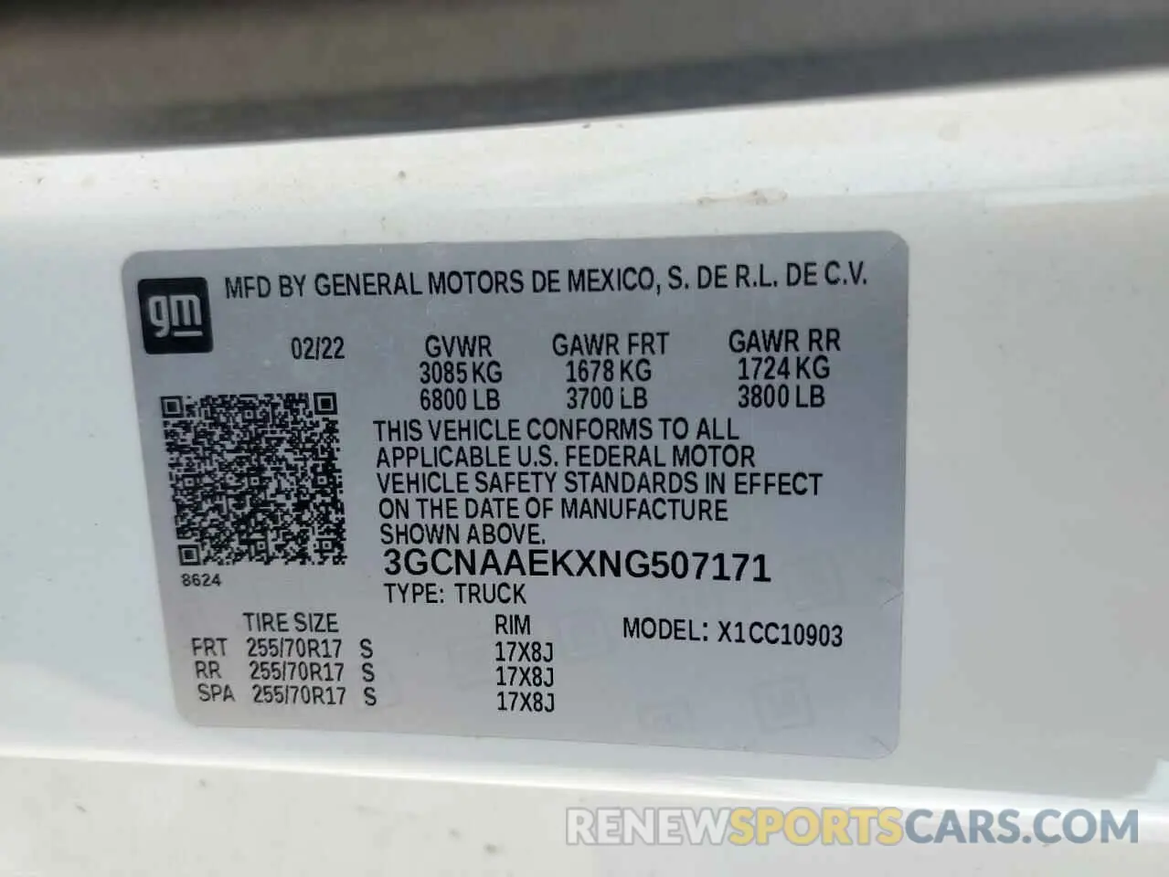 12 Photograph of a damaged car 3GCNAAEKXNG507171 CHEVROLET ALL Models 2022