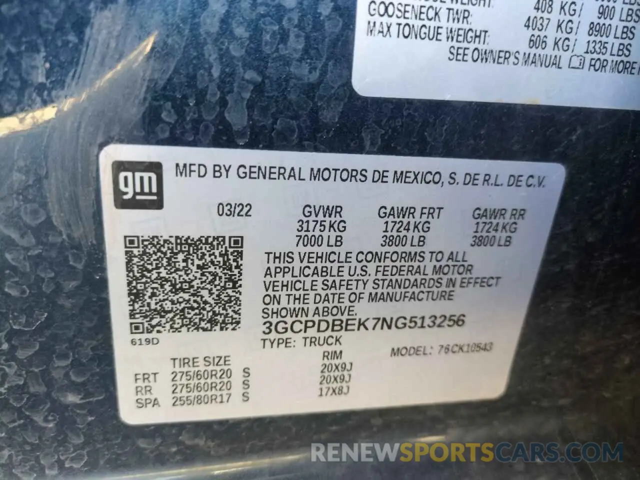 12 Фотография поврежденного автомобиля 3GCPDBEK7NG513256 CHEVROLET ALL Models 2022