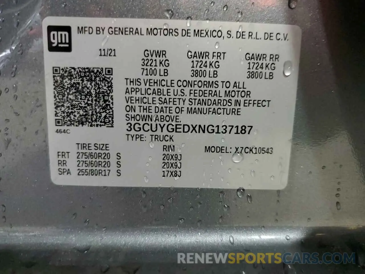 13 Photograph of a damaged car 3GCUYGEDXNG137187 CHEVROLET ALL Models 2022