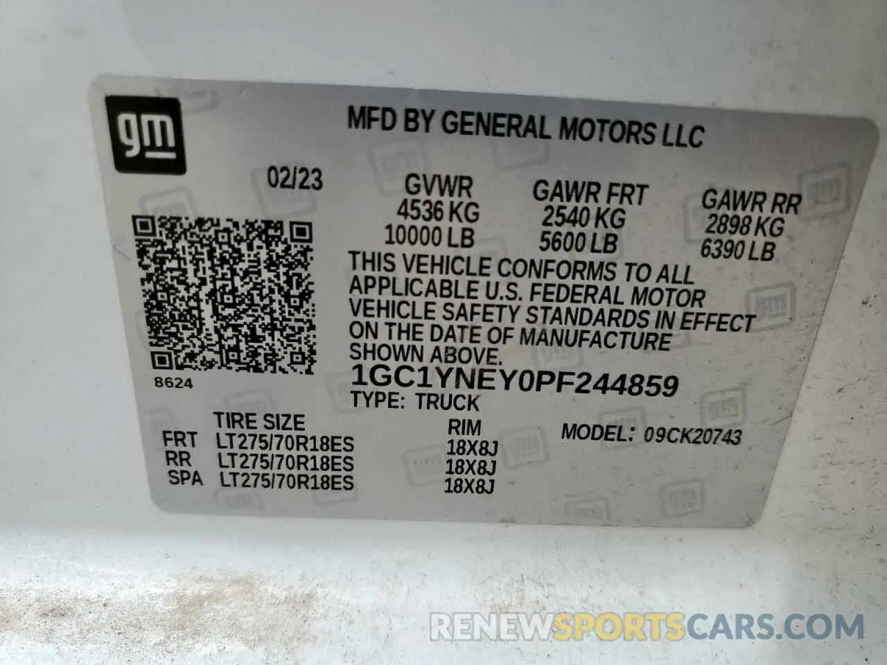 13 Photograph of a damaged car 1GC1YNEY0PF244859 CHEVROLET ALL Models 2023