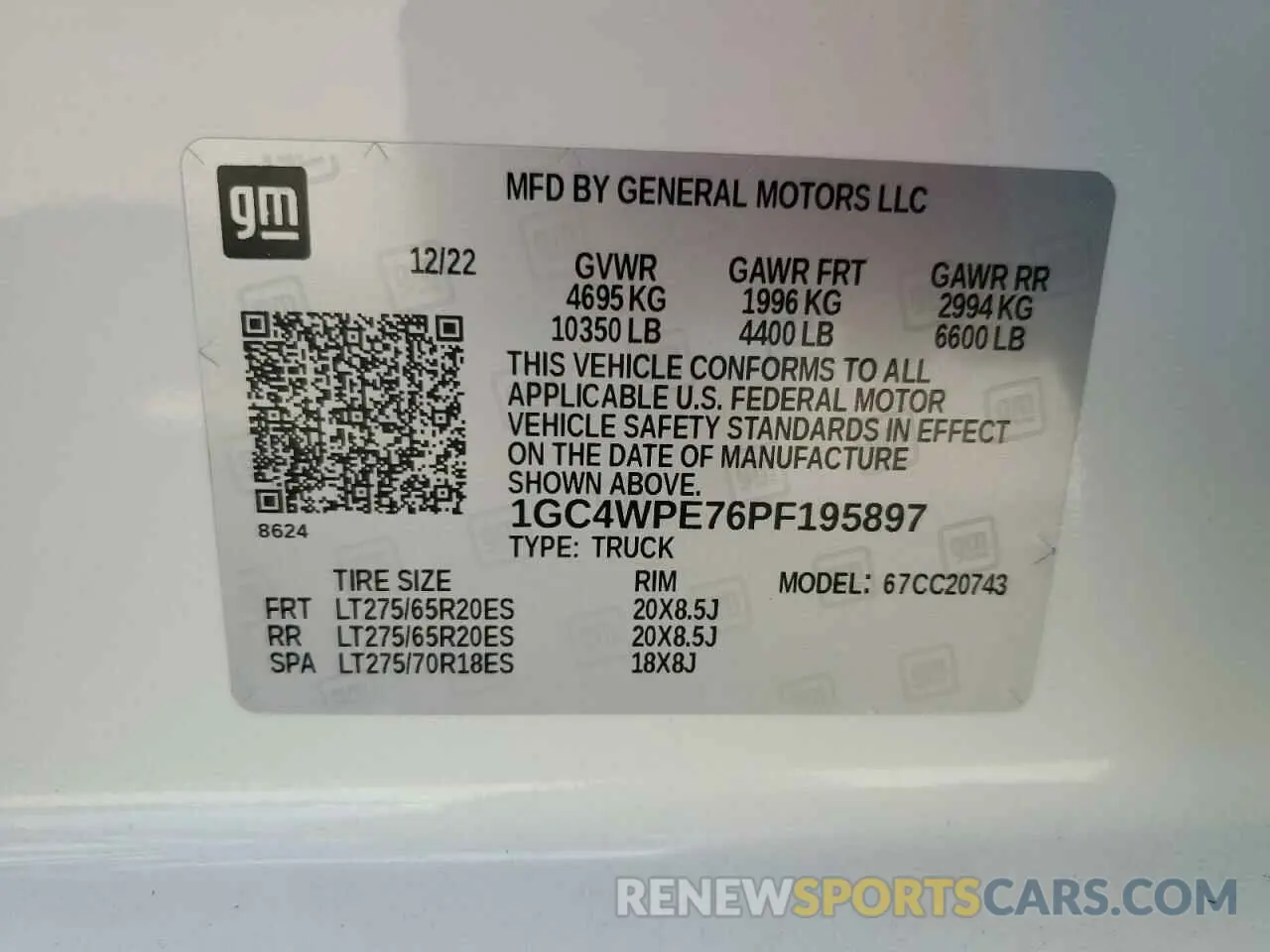 12 Фотография поврежденного автомобиля 1GC4WPE76PF195897 CHEVROLET ALL Models 2023