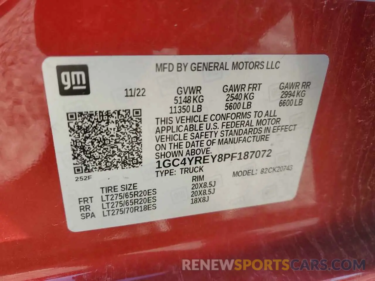 12 Photograph of a damaged car 1GC4YREY8PF187072 CHEVROLET ALL Models 2023