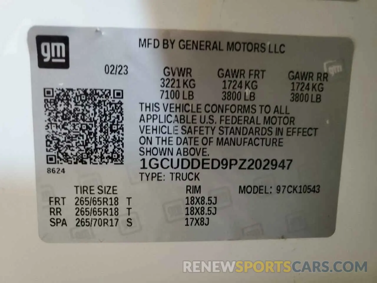 12 Photograph of a damaged car 1GCUDDED9PZ202947 CHEVROLET ALL Models 2023