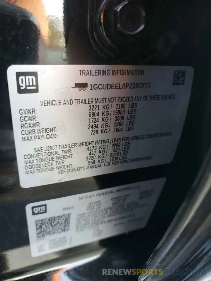 12 Photograph of a damaged car 1GCUDEEL6PZ290773 CHEVROLET ALL Models 2023