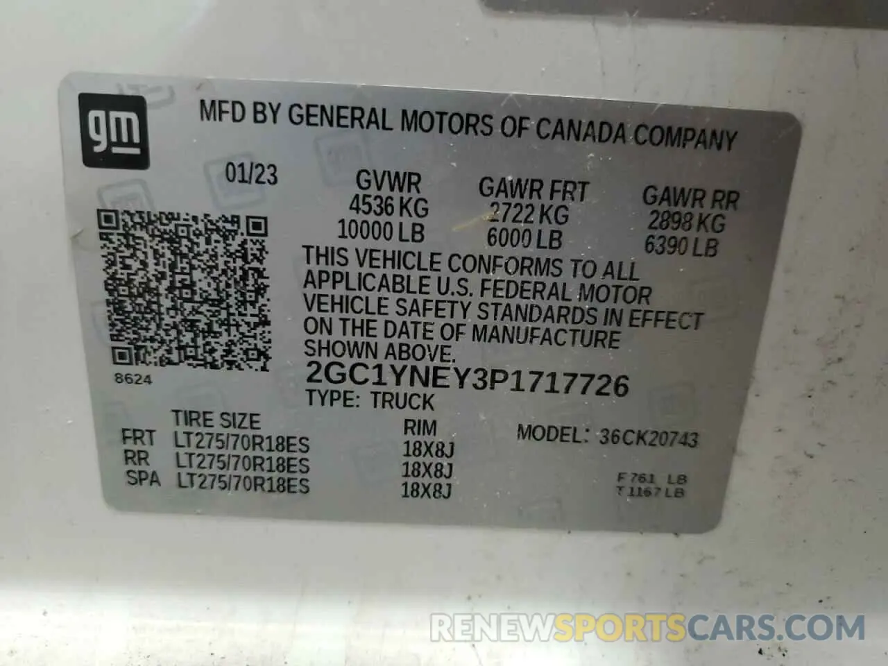 13 Photograph of a damaged car 2GC1YNEY3P1717726 CHEVROLET ALL Models 2023