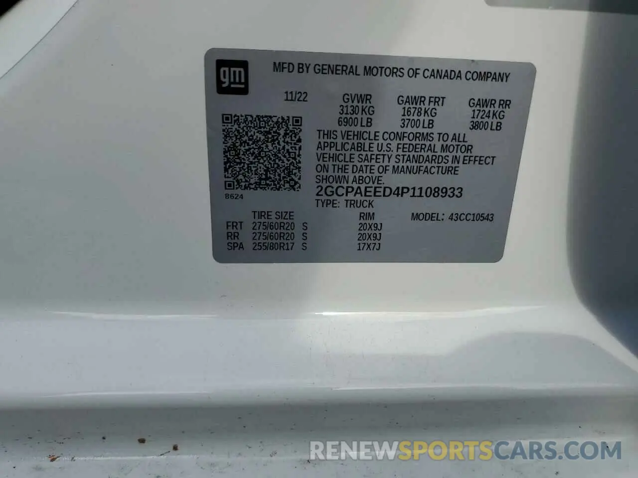 12 Фотография поврежденного автомобиля 2GCPAEED4P1108933 CHEVROLET ALL Models 2023