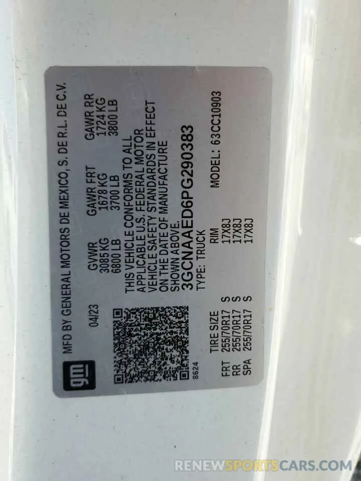 13 Фотография поврежденного автомобиля 3GCNAAED6PG290383 CHEVROLET ALL Models 2023