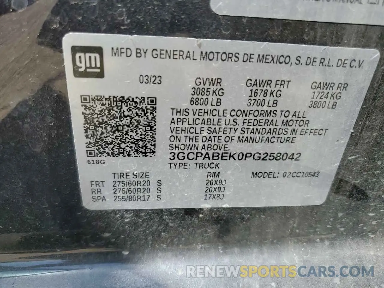 12 Фотография поврежденного автомобиля 3GCPABEK0PG258042 CHEVROLET ALL Models 2023