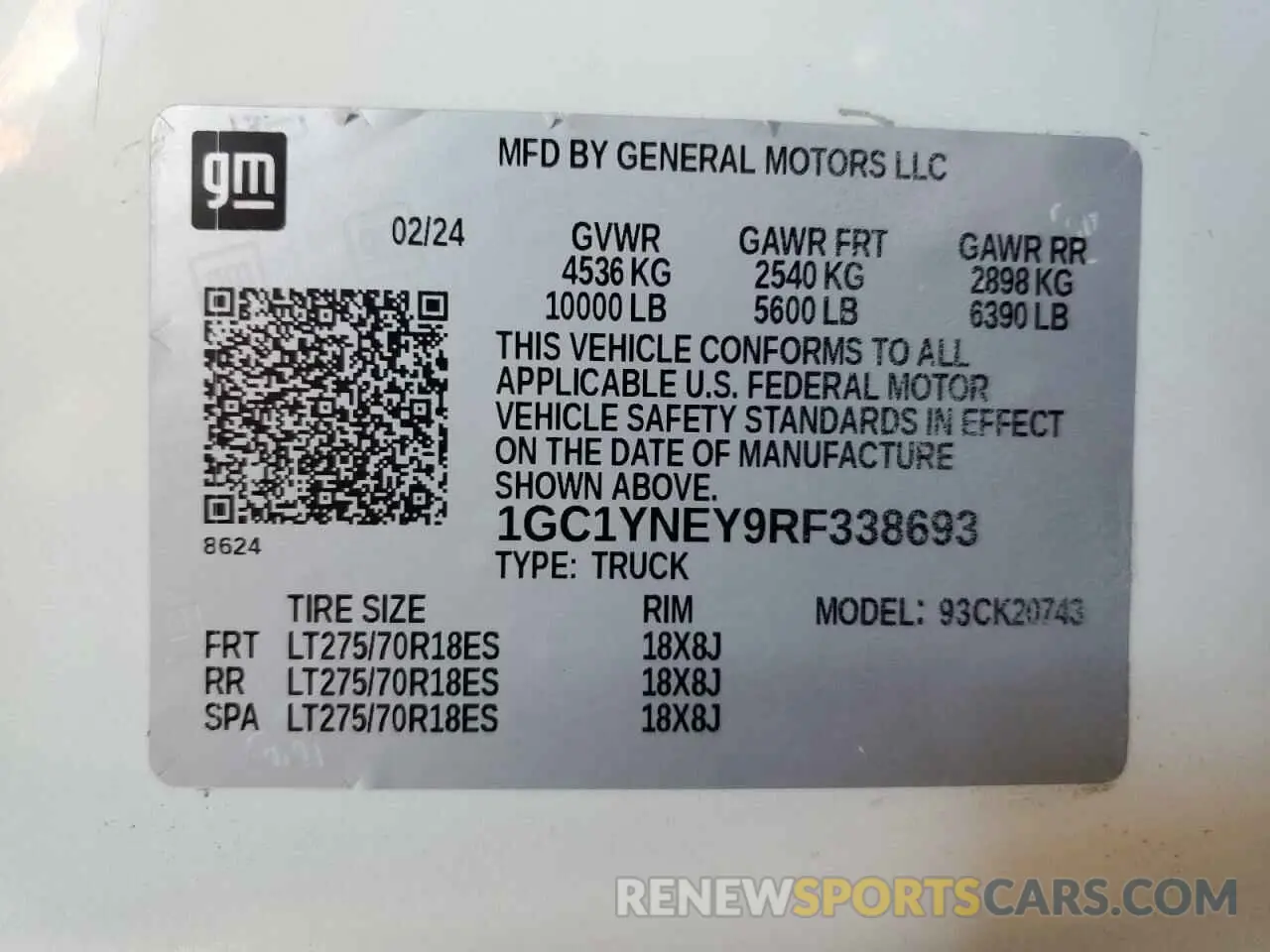 12 Photograph of a damaged car 1GC1YNEY9RF338693 CHEVROLET ALL Models 2024