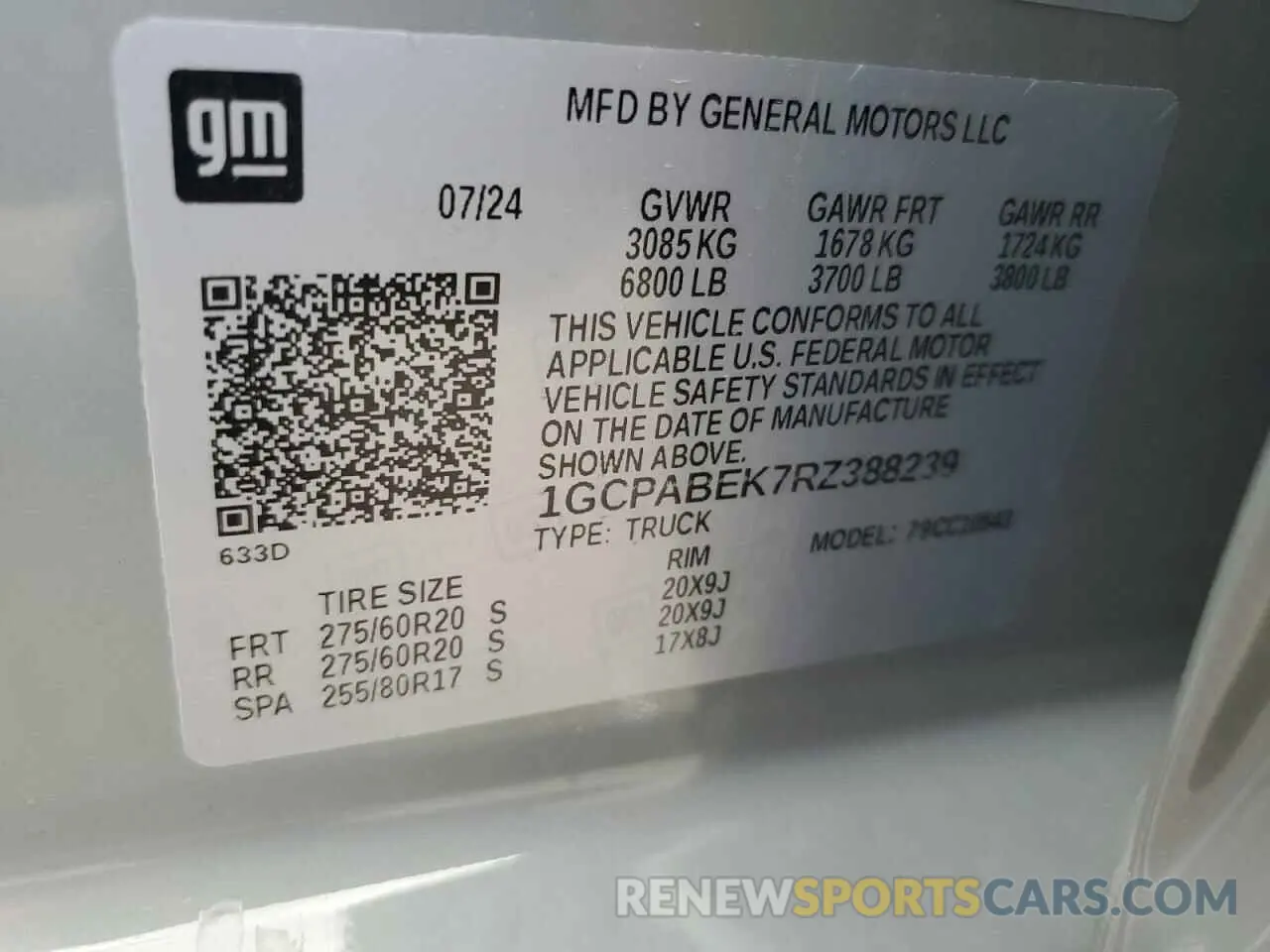 12 Фотография поврежденного автомобиля 1GCPABEK7RZ388239 CHEVROLET ALL Models 2024