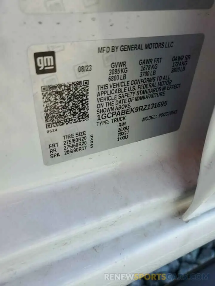 13 Фотография поврежденного автомобиля 1GCPABEK9RZ131695 CHEVROLET ALL Models 2024