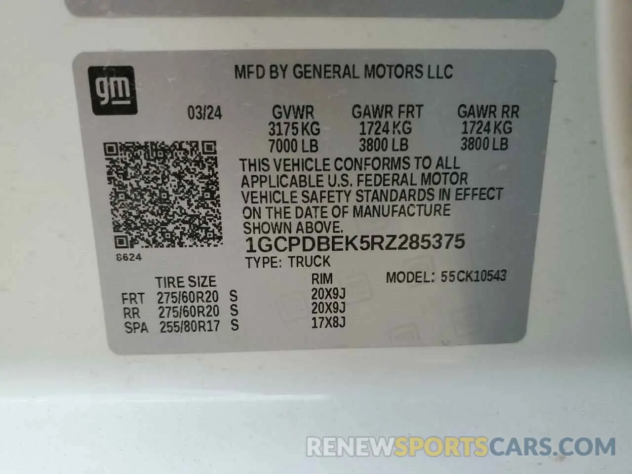 14 Photograph of a damaged car 1GCPDBEK5RZ285375 CHEVROLET ALL Models 2024