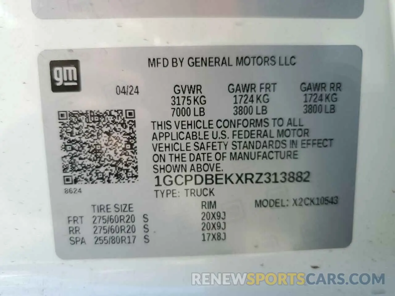 13 Фотография поврежденного автомобиля 1GCPDBEKXRZ313882 CHEVROLET ALL Models 2024