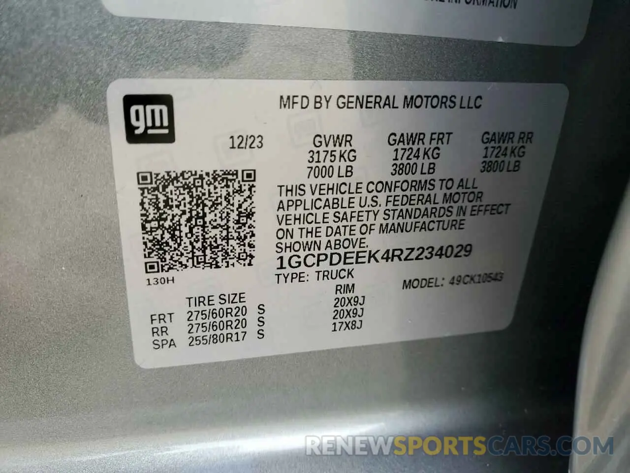 13 Photograph of a damaged car 1GCPDEEK4RZ234029 CHEVROLET ALL Models 2024
