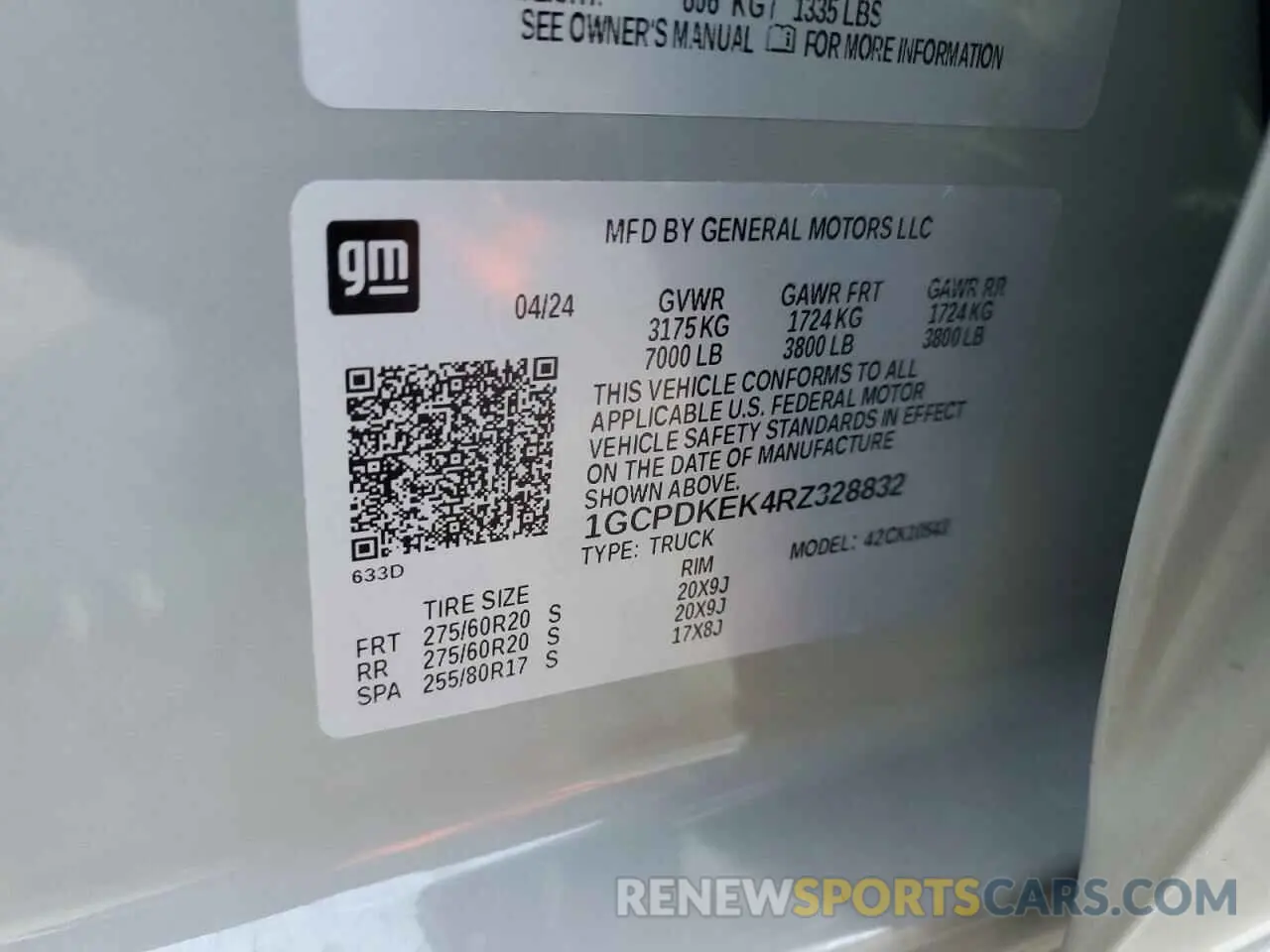 12 Фотография поврежденного автомобиля 1GCPDKEK4RZ328832 CHEVROLET ALL Models 2024