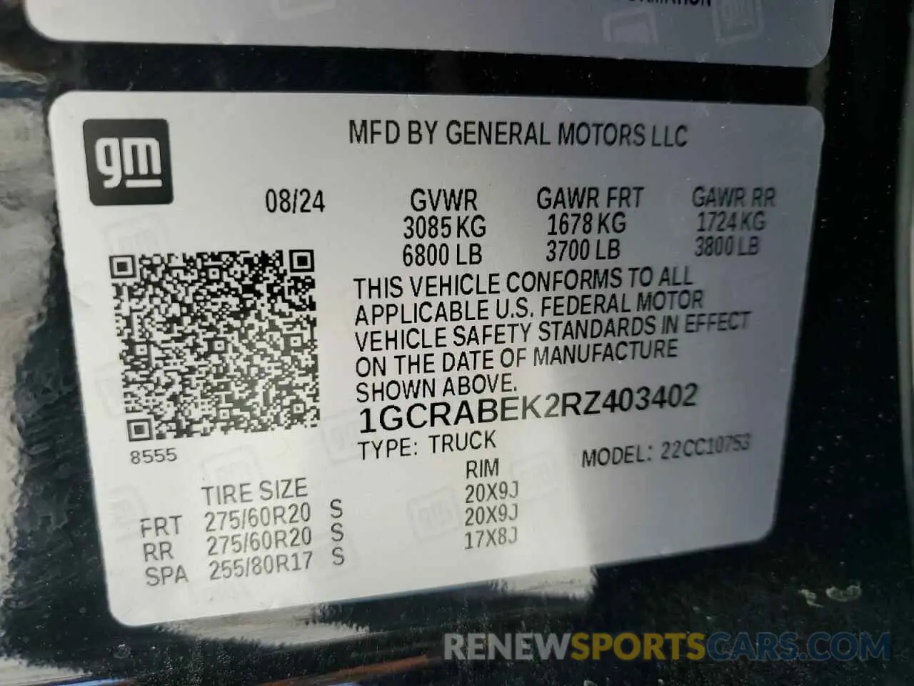 12 Фотография поврежденного автомобиля 1GCRABEK2RZ403402 CHEVROLET ALL Models 2024