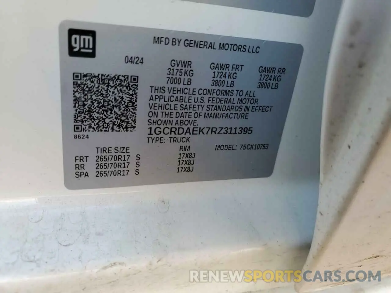 13 Фотография поврежденного автомобиля 1GCRDAEK7RZ311395 CHEVROLET ALL Models 2024