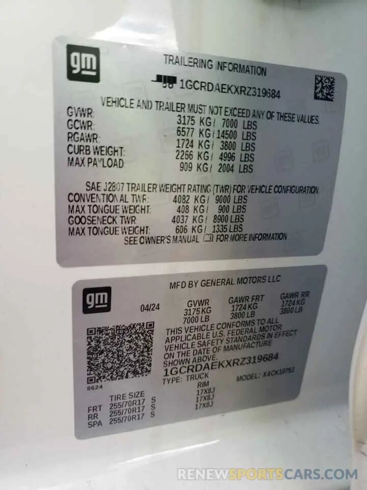 12 Фотография поврежденного автомобиля 1GCRDAEKXRZ319684 CHEVROLET ALL Models 2024