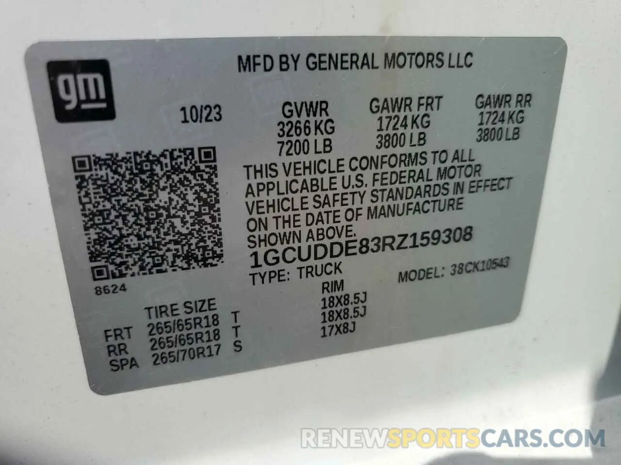 12 Photograph of a damaged car 1GCUDDE83RZ159308 CHEVROLET ALL Models 2024