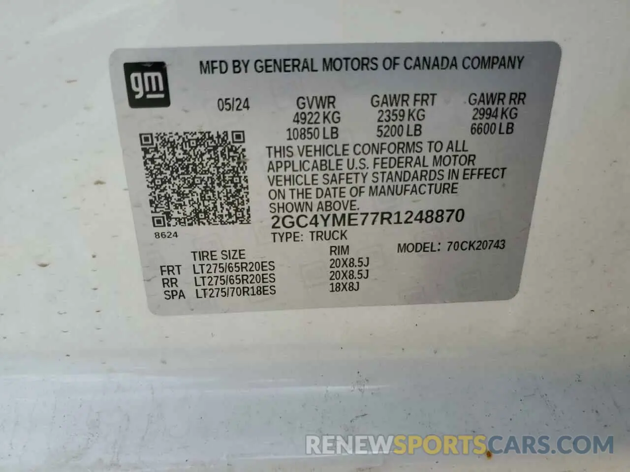 13 Photograph of a damaged car 2GC4YME77R1248870 CHEVROLET ALL Models 2024