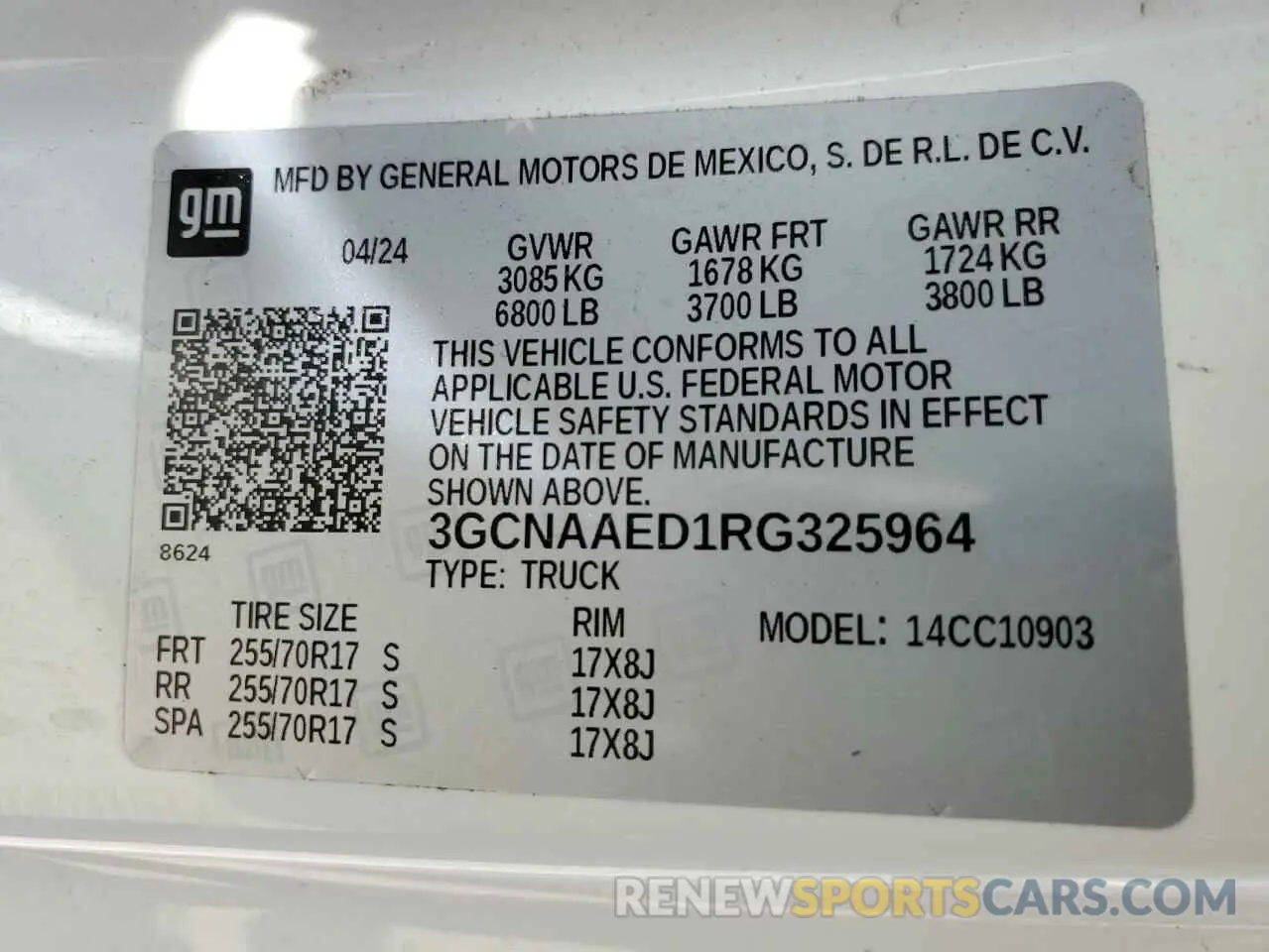 12 Photograph of a damaged car 3GCNAAED1RG325964 CHEVROLET ALL Models 2024