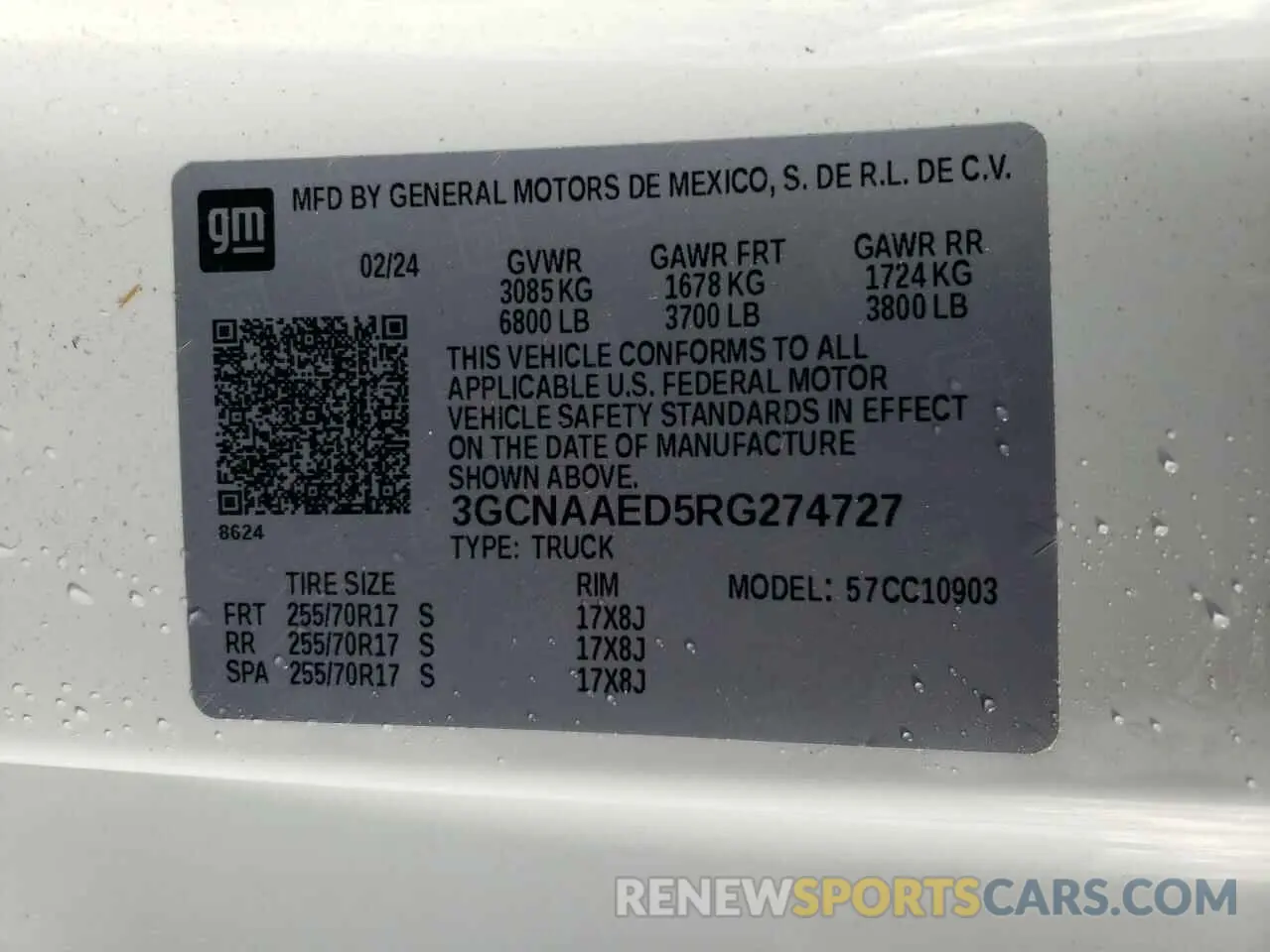 12 Фотография поврежденного автомобиля 3GCNAAED5RG274727 CHEVROLET ALL Models 2024
