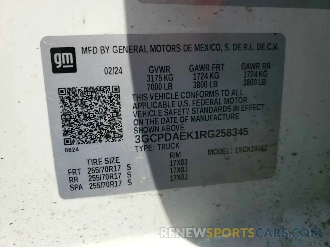 13 Photograph of a damaged car 3GCPDAEK1RG258345 CHEVROLET ALL Models 2024