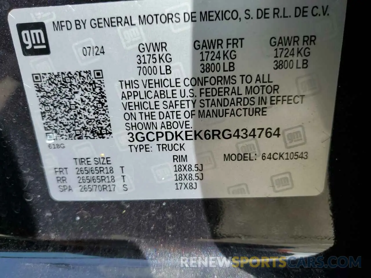 12 Фотография поврежденного автомобиля 3GCPDKEK6RG434764 CHEVROLET ALL Models 2024