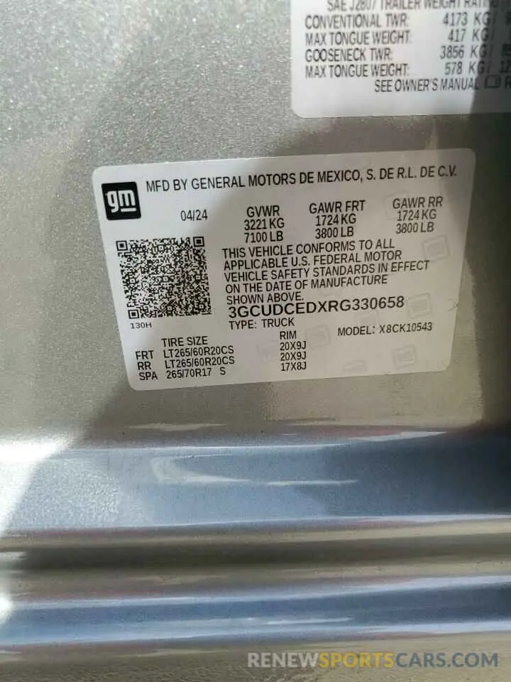 12 Фотография поврежденного автомобиля 3GCUDCEDXRG330658 CHEVROLET ALL Models 2024