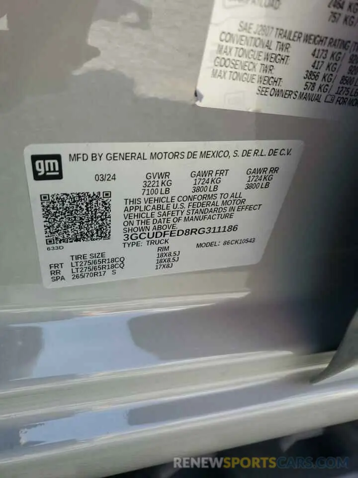 13 Photograph of a damaged car 3GCUDFED8RG311186 CHEVROLET ALL Models 2024