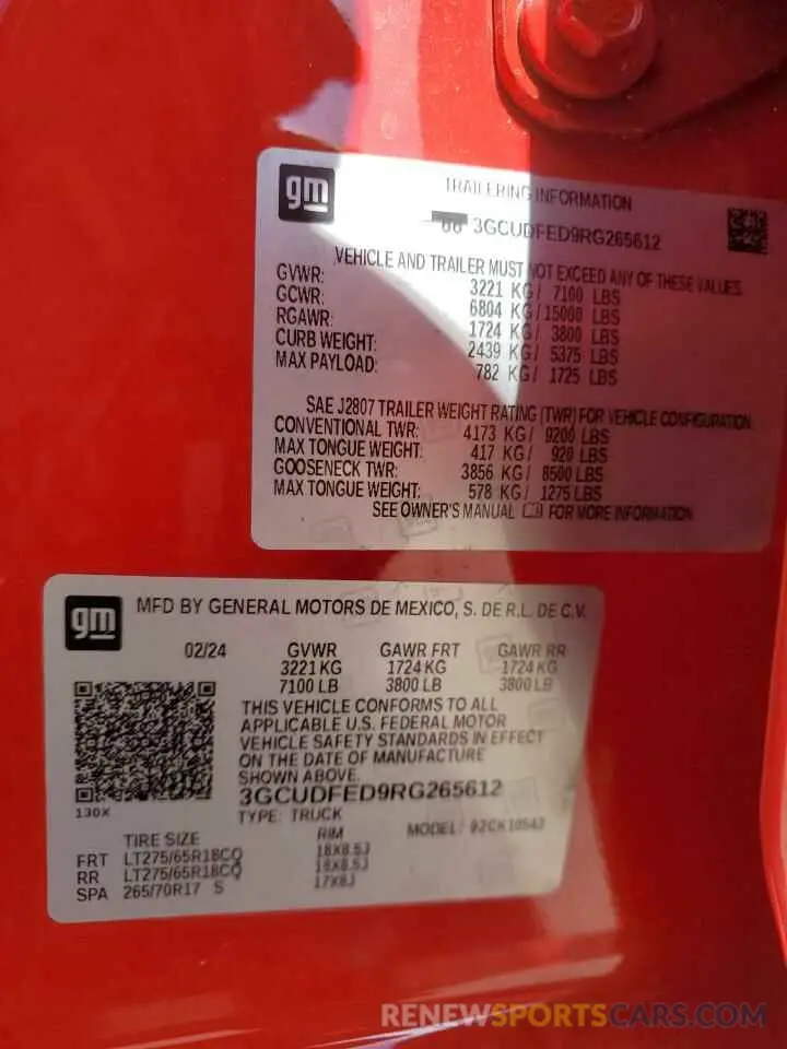 12 Фотография поврежденного автомобиля 3GCUDFED9RG265612 CHEVROLET ALL Models 2024
