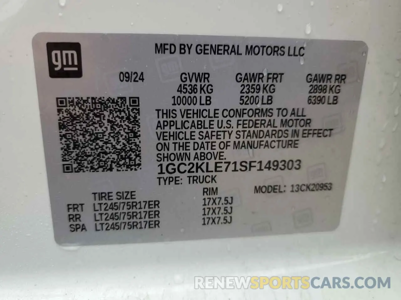 12 Photograph of a damaged car 1GC2KLE71SF149303 CHEVROLET ALL Models 2025