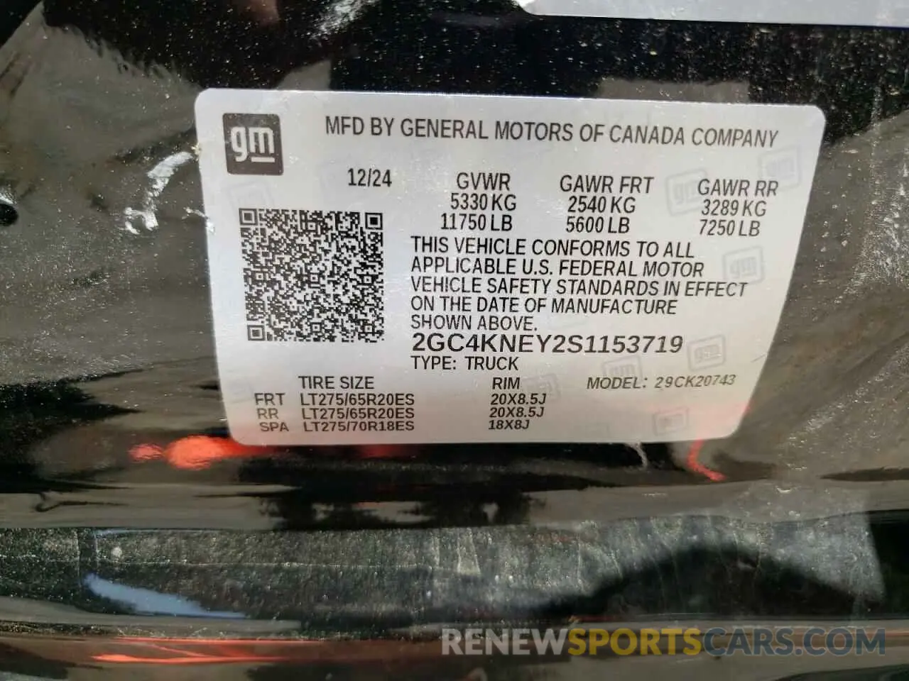 12 Photograph of a damaged car 2GC4KNEY2S1153719 CHEVROLET ALL Models 2025